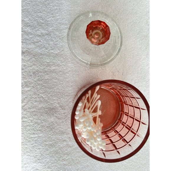 Pink Ombre Glass Vanity Jar 6.5"H x 4"D Storage Container Bathroom Dresser - Picture 6 of 8